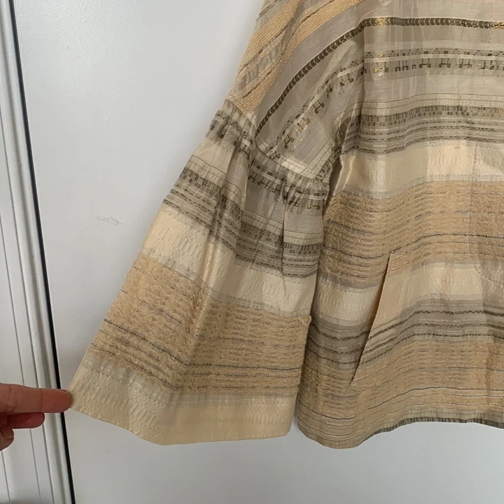 PIAZZA SEMPIONE Vintage Textured White, Beige, Gray, Gold Jacket - Size Medium - Picture 5 of 16